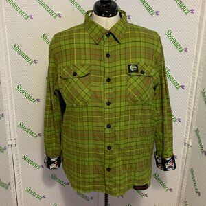 Middle Of Beyond Flannel Shirt Ghoulies II 2 MOB Plaid Green Halloween Mens XL
